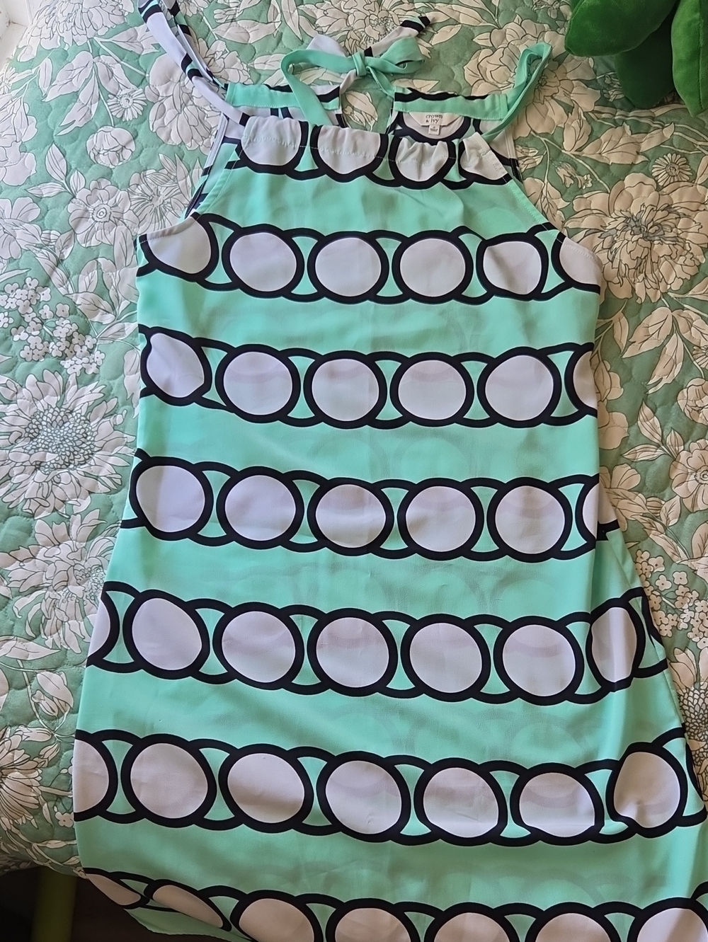crown & ivy Mint Geo-Print A-Line Dress